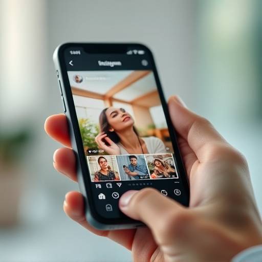 Miniatura do curso de Instagram: Um close-up de um smartphone mostrando um feed do Instagram com v√≠deos e fotos criativas.